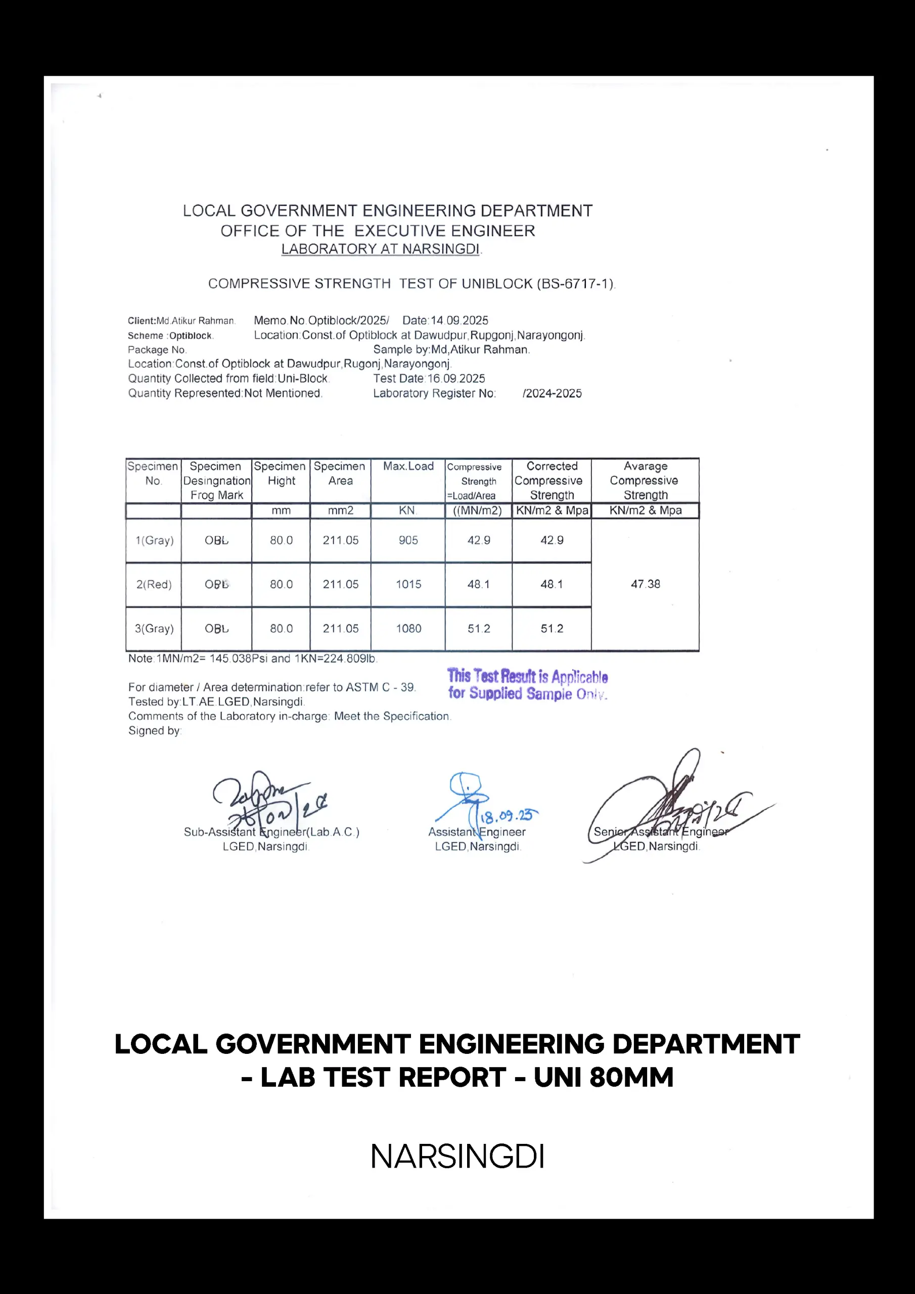 LGED Narsingdi Road Sub-Base Pavement
